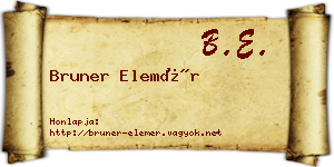 Bruner Elemér névjegykártya